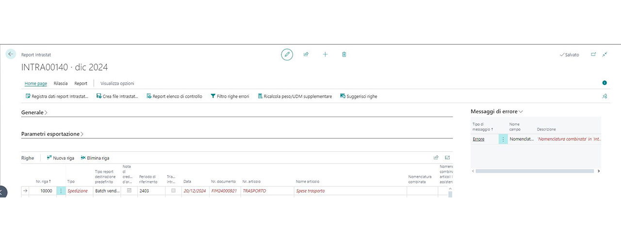 App Tempo Zero Intrasta Plus per Microsoft Business Central: file righe con errori | BusinessCentralApp